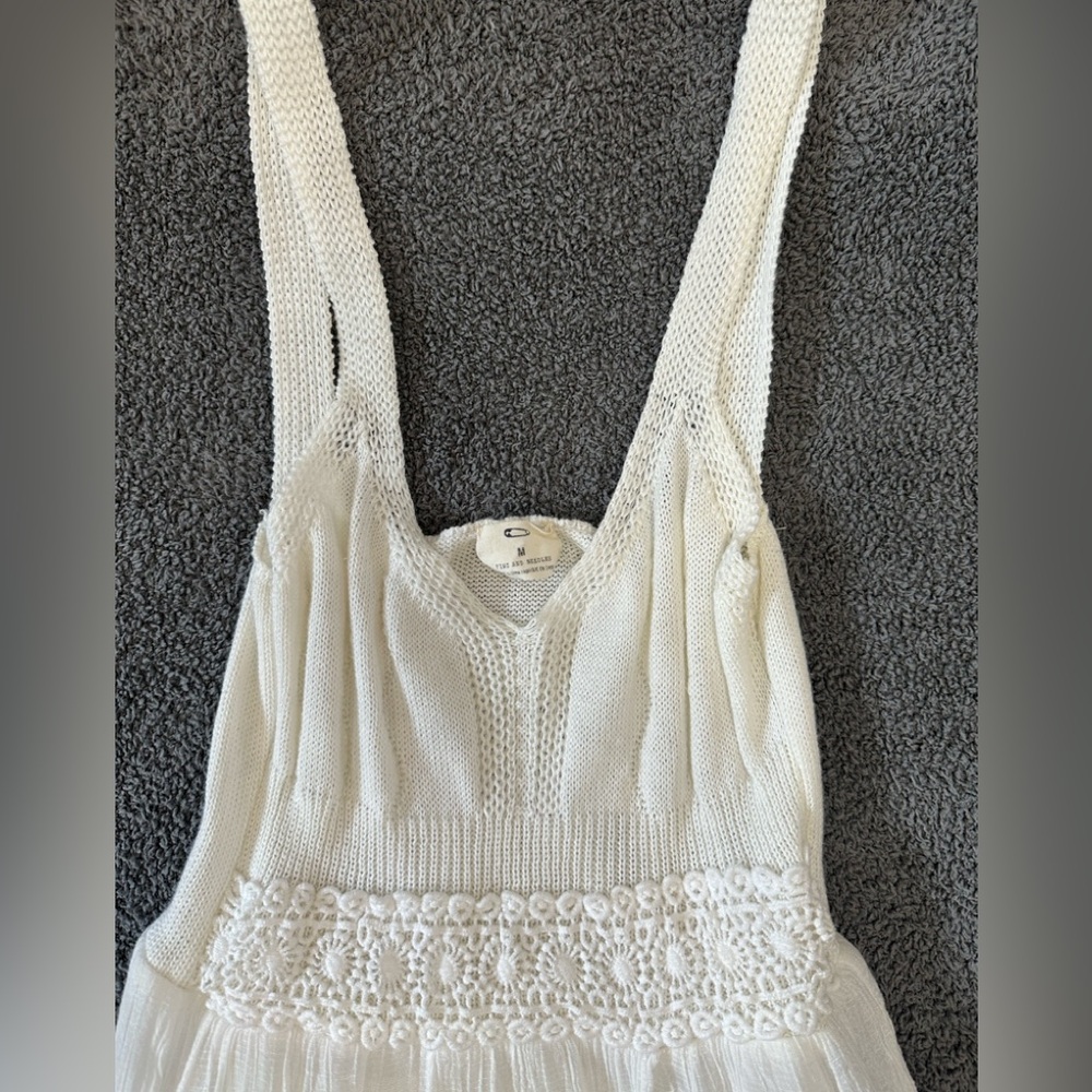 Pins and Needles White Tiered Maxi Dress with Crochet Top, Medium - Picture 5 of 11